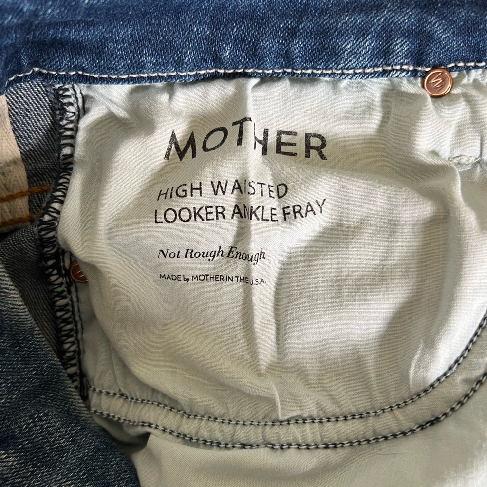 MOTHER Denim Jeans Size 30 High Rise Skinny Raw Hem Medium Wash - Picture 5 of 6